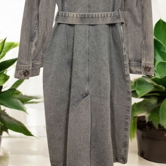 Anthropologie Avec Les Filles Denim Trench Coat Belted Double Breasted. Size M - Picture 12 of 12